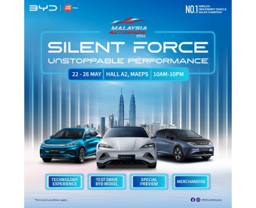 Silent Force, Unstoppable Performance: Join BYD at Malaysia Autoshow 2024 from May 22-26, 10am-10pm, at Hall A2, MAEPS Serdang.